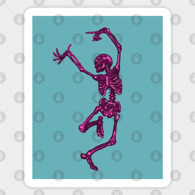 Dancing Pink Skeleton Sticker by Slightly Unhinged
